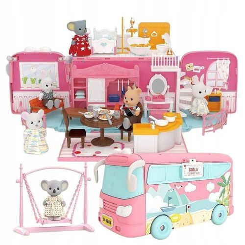 DUŻE AUTO dla LALEK AUTOBUS KAMPER WAKACYJNY rozkładany otwierany DOMEK na Arena.pl