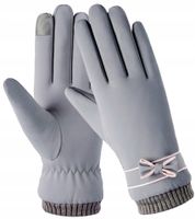 Ciepłe Damskie Zimowe Rękawiczki Dotykowe Kokarda