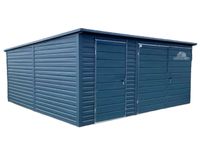 Garaż Blaszany 5x5 Brama dwuskrzydłowa - drzwi - Antracyt - GB136