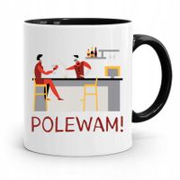 Kubek Czarny Barmana Polewam! Prezent Z Nadrukiem Ze Zdjęciem