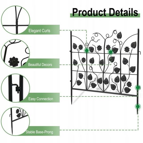 5 Paneli Wytrzymałe Metalowe Płotek Ogrodowy 67cm na Arena.pl