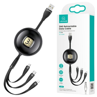 usams kabel u69 3w1 1m czarny/black(lightning/microusb/usb-c)