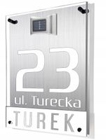 TABLICZKA ADRESOWA dibond plexi oświetlony numer na domu 40x30 z dystansami