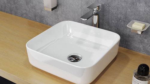 Cori 38 umywalka nablatowa 38,5x38,5 cm  kwadratowa, biały połysk na Arena.pl