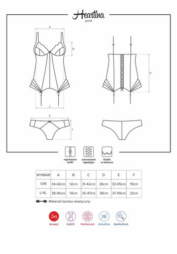 gorset czarny z figami heartina s/m obsessive na Arena.pl
