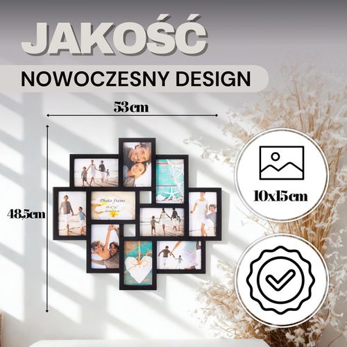 Ramka na zdjęcia 10 zdjęć multiramka 10x15 czarna na Arena.pl