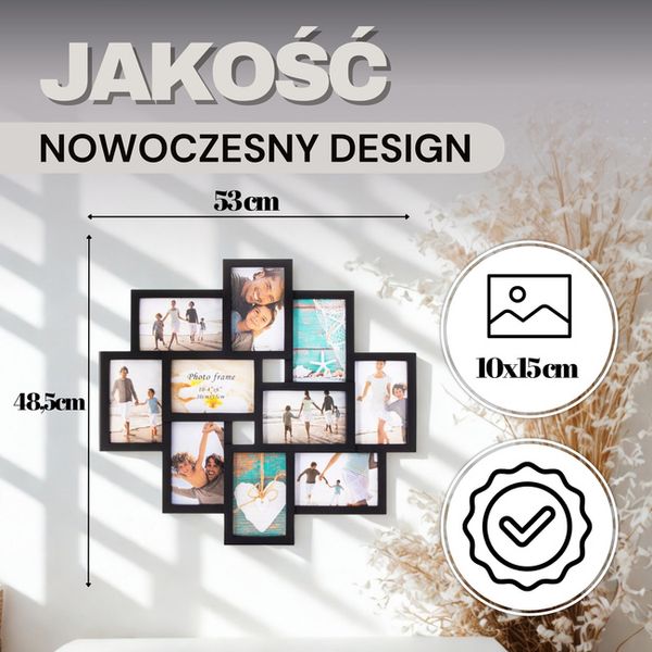Ramka na zdjęcia 10 zdjęć multiramka 10x15 czarna zdjęcie 4