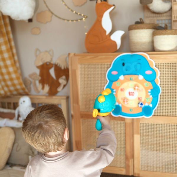 WOOPIE Gra w Rzutki Dart Pistolet Dinozaur na Kulki Rzepy Tarcza Punkty Strzelanie zdjęcie 12