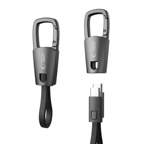 Kabel Tech-Protect Ultraboost DNA z brelokiem USB-C PD 60W / 3A - szary na Arena.pl