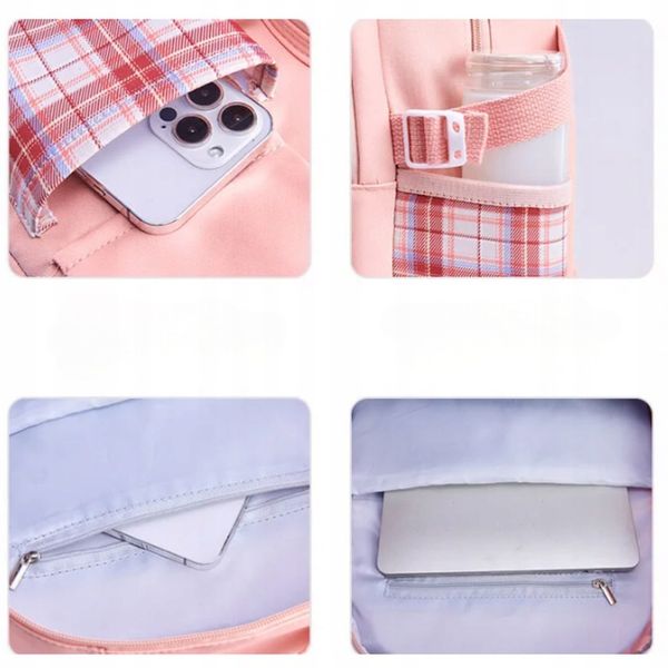 PLECAK SZKOLNY TORNISTER MŁODZIEŻ W KRATĘ POJEMNY DUŻY DO SZKOŁY KL. 1-3 zdjęcie 6