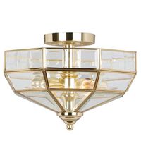 Szklana LAMPA plafon OLD-PARK-PB Elstead sufitowa OPRAWA antyczna mosiądz przezroczysta