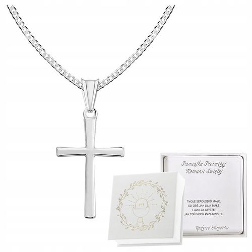 Pamiątka Komunii Świętej Srebrny łańcuszek z krzyżykiem srebro 925 na Arena.pl