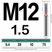 Frez do gwintowania jednoostrzowy Rozmiar: M12x1.5x75L - DLC