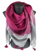 Piękna chustka apaszka srebrna nitka różowy fuksja RLC-20