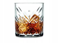 SZKLANKA DO WHISKY NISKA SZKLANA ZE WZOREM 345ML ZESTAW 4 SZTUKI 9,4x8,4 cm