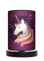 Lampa stołowa - drewniana mała - Tęczowy jednorożec