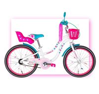 Rower dziecięcy dla dziewczynki FLOWER PREMIUM 20" 5lat+ WSTĄŻKI, DZWONEK,