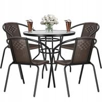 MEBLE OGRODOWE ZESTAW KAWOWY MEBLI STÓŁ +4 KRZESŁA BRĄZOWE NA TARAS BALKON