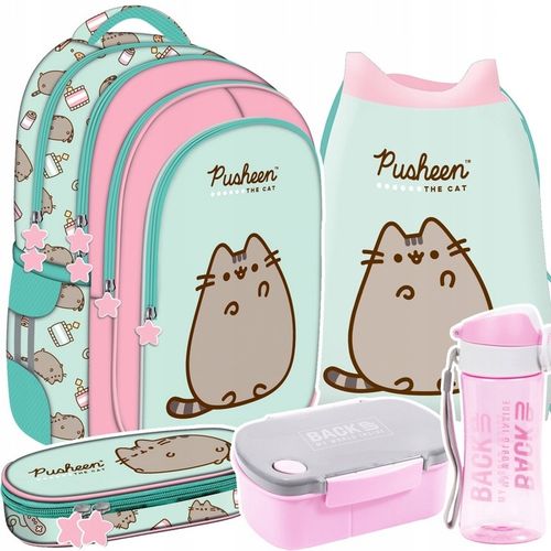Plecak szkolny PUSHEEN MINT Kot Kotek ST.Right PUSZIN PIÓRNIK WOREK BIDON na Arena.pl
