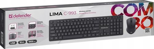 Klawiatura Bezprzewodowa i Mysz Zestaw Defender LIMA C-993 do Komputera na Arena.pl