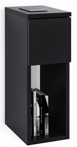 SZAFKA NOCNA CZARNA WĄSKA 20CM Z SZUFLADĄ I PÓŁKĄ LOFT STOLIK NOCNY na Arena.pl