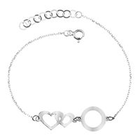 Bransoletka na Rękę 2 Serca Ring Koło Oponka 20 cm Srebro 925