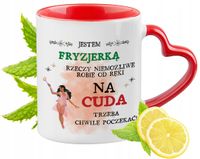 Kubek Dla Fryzjerki Czerwony Z Uszkiem W Kształcie Serca Na Prezent