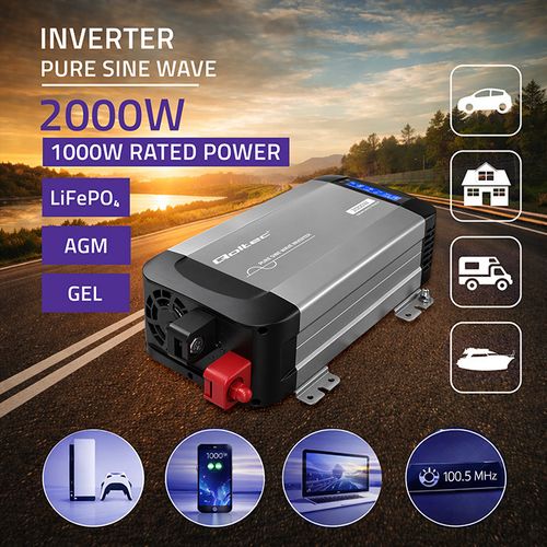 Qoltec przetwornica 12/230V 1000W sinus na Arena.pl