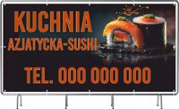 BANER REKLAMOWY 100x50cm gotowy projekt KUCHNIA AZJATYCKA SUSHI plandeka