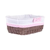 Wiklinowy Kosz Regałowy Kosz do Łazienki Szarzony Obszyty 38x28 H20 cm