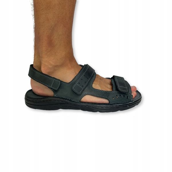 SANDAŁY MĘSKIE SKÓRZANE OBUWIE BUTY NA RZEPY SKÓRA BYDLĘCA + GRATIS ŁYŻKA zdjęcie 9