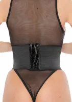croco front waist cincher model z połyskiem, elastyczny pas, czarny s/m