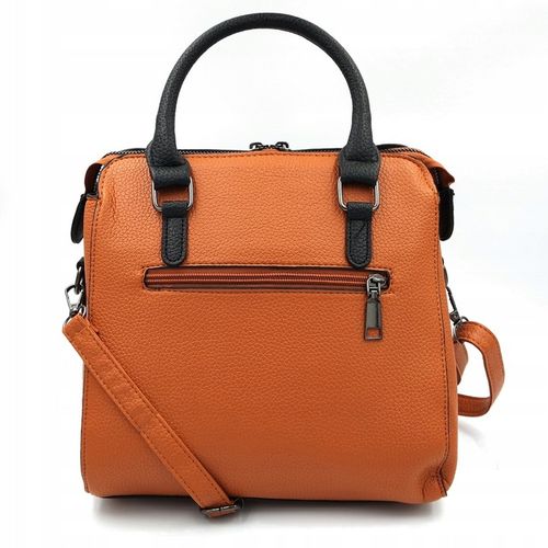 Torebka Brązowa Kuferek Damska Brelok Pompon Do Ręki na Ramię na Arena.pl