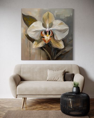 Obraz na płótnie, Malowany Biały Kwiat 60x60 na Arena.pl