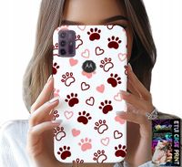 ETUI DO MOTOROLA MOTO G10 / G30 - PSIE ŁAPKI NA BIAŁYM TLE, PIES, KOT, MIŚ