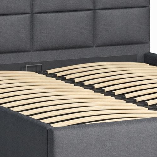 Łóżko tapicerowane 160×200 z pojemnikiem i zagłówkiem Mika szare na Arena.pl