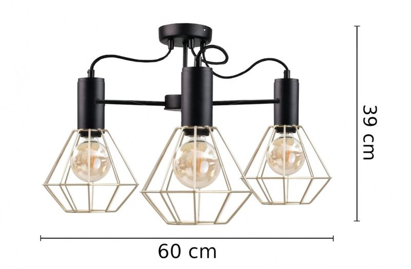 Lampa sufitowa 3xE27 LARS BLACK/GOLD zdjęcie 3