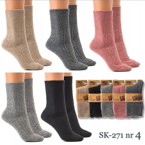 5x SKARPETY damskie NATURALNE WEŁNIANE CIEPŁE GRUBE skarpetki na Arena.pl