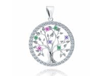 RODOWANY SREBRNY WISIOREK DRZEWO ŻYCIA CYRKONIE