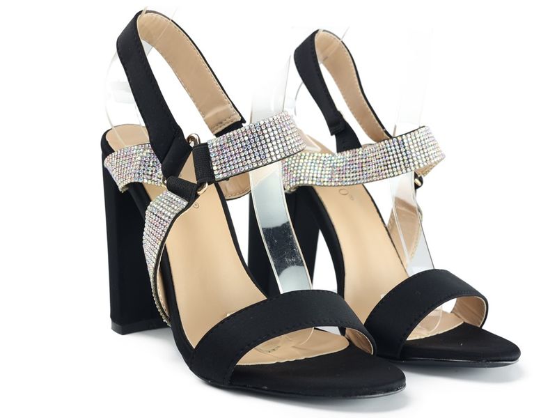 Czarne sandały na supku z cyrkoniami 38 zdjęcie 4