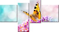 100 55CM OBRAZ 4 ELEM MOTYL KWIATKACH PŁÓTNO DRUK