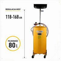 Zlewarka do oleju mobilna 80 L pneumatyczna regulowana 118-168cm ZO-80