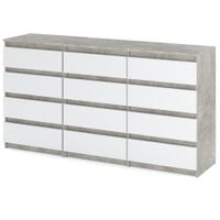 Komoda 12 Szuflad Nowoczesna Szafka Rtv Sypialnia 180cm Salon Beton Biały