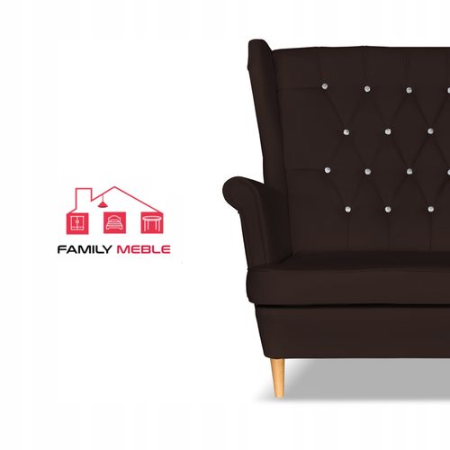 Sofa kanapa uszak Gaja ekoskóra skandynawska Family Meble ciemny brąz na Arena.pl