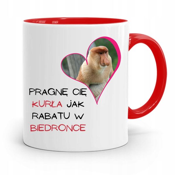 Kubek Czerwony Na Walentynki Pragne Cię Kurła Z Nadrukiem Ze Zdjęciem zdjęcie 1