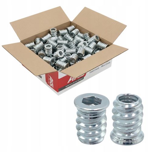 Mufa do drewna M6 x 20 mm 100 szt. dwugwintowa wkręcana z kołnierzem na Arena.pl