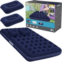 Materac Welurowy Dwuosobowy 2 x Poduszka z Pompką Łóżko do Spania Bestway