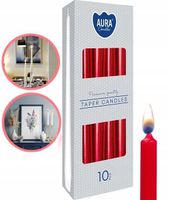 aura świece stołowe stożkowe czerwone-metalik 7h 10 szt. s30-230