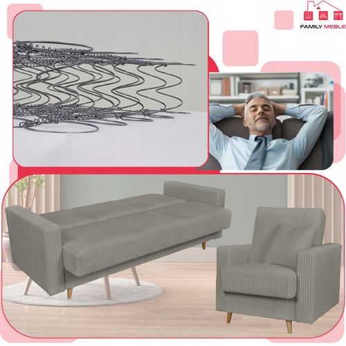 Zestaw mebli wypoczynkowy Rene wersalka kanapa fotele Bonell Family Meble na Arena.pl