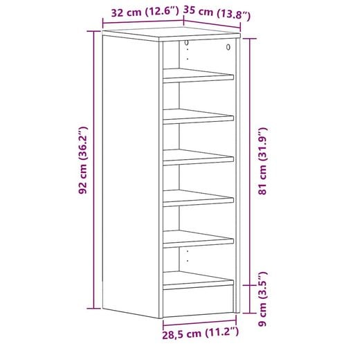 Szafka na buty z półką Czarny dąb 32 x 35 x 90 cm na Arena.pl
